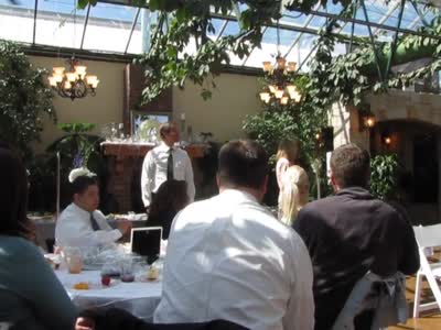 Laurel and Kenny singing at Brittany's wedding